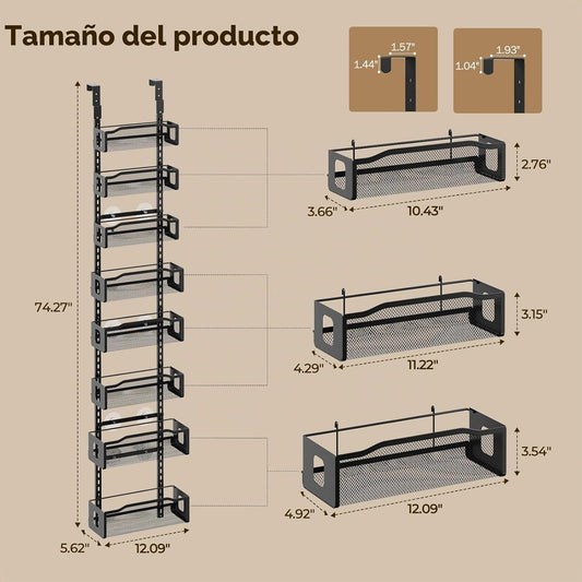 Delamu Organizador de despensa de 8 niveles sobre la puerta, 2 en 1...