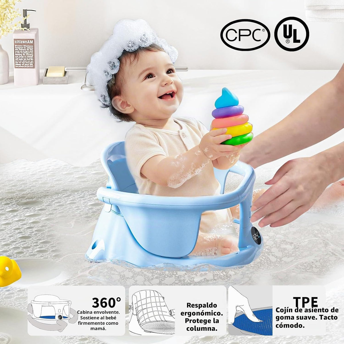 Asientos de baño para bebés sentados, silla de baño para bebés dura...