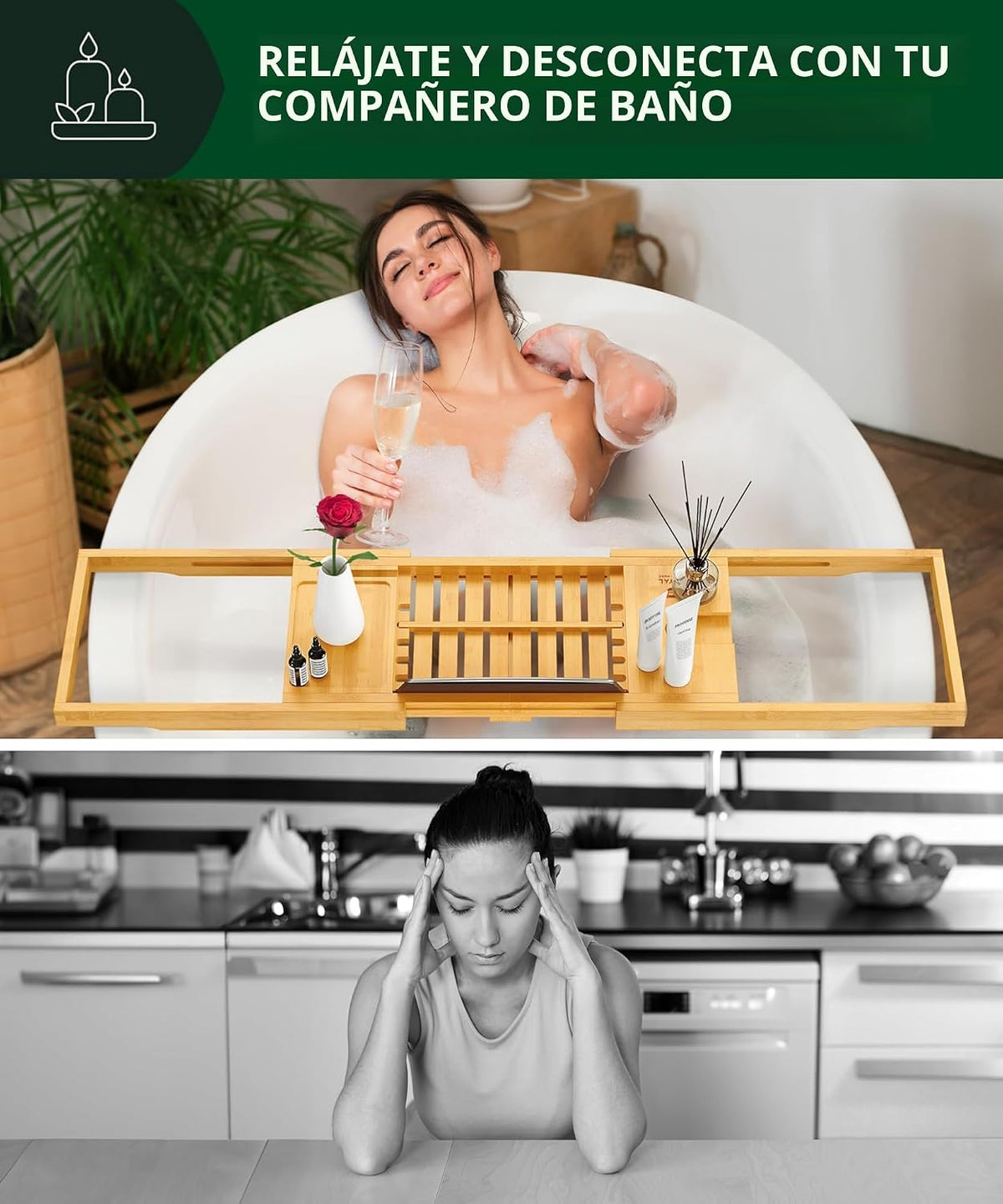 ROYAL CRAFT WOOD Bandeja Premium Plegable para Bañera Caddy - Bande...