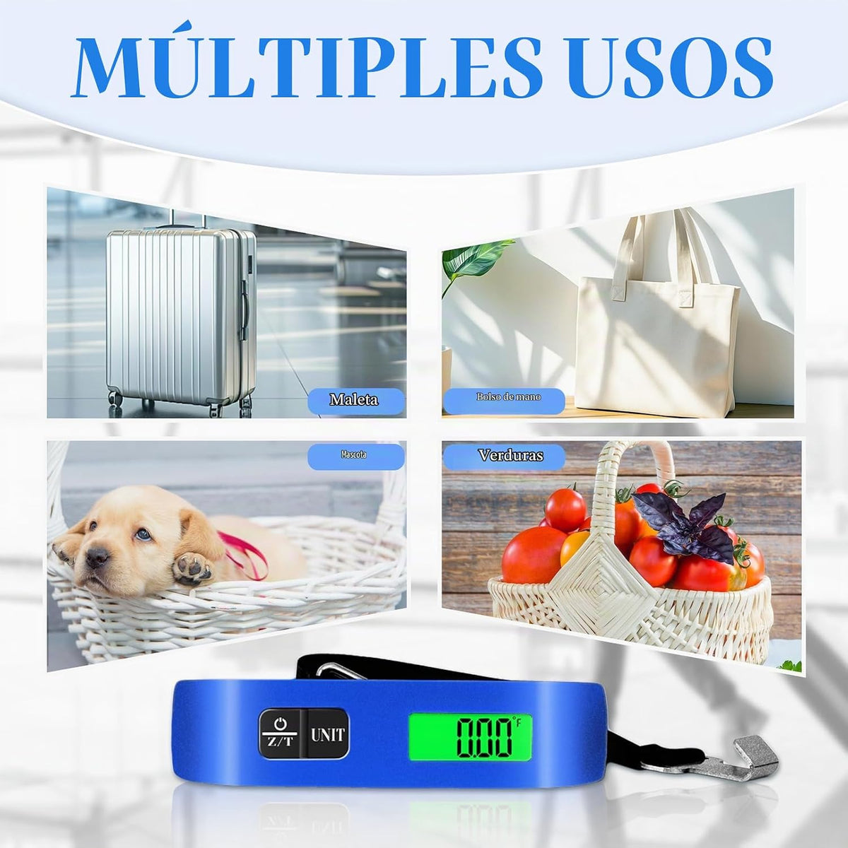 Báscula para equipaje, báscula de peso para equipaje de 110 lb con...