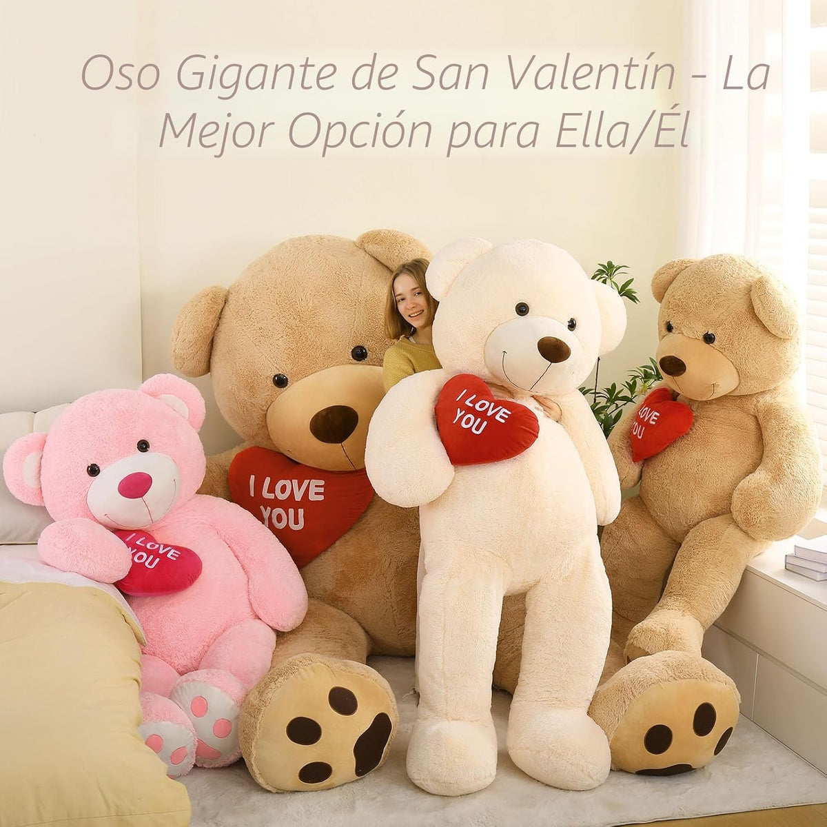 BENINY Osos de Peluche Gigantes de Corazón Rojo, Oso de Peluche Gra...