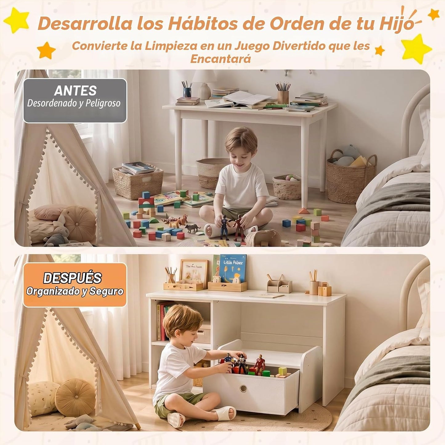 Faesun Estantería 3 en 1 para niños pequeños, estantería Montessori...