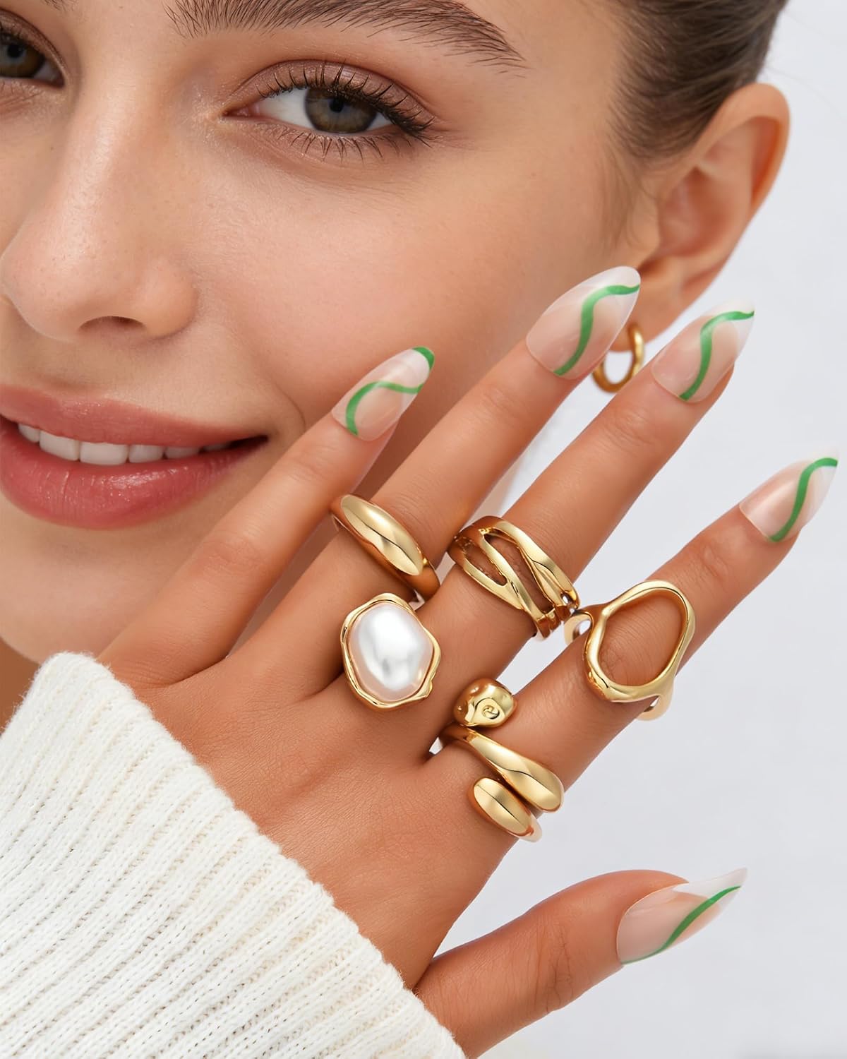 YEEZII Juego de 20 anillos dorados para mujer, anillos de dedo midi...