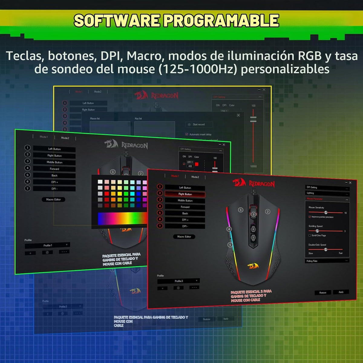 Redragon, combo actualizado de teclado y mouse para juegos S107, te...