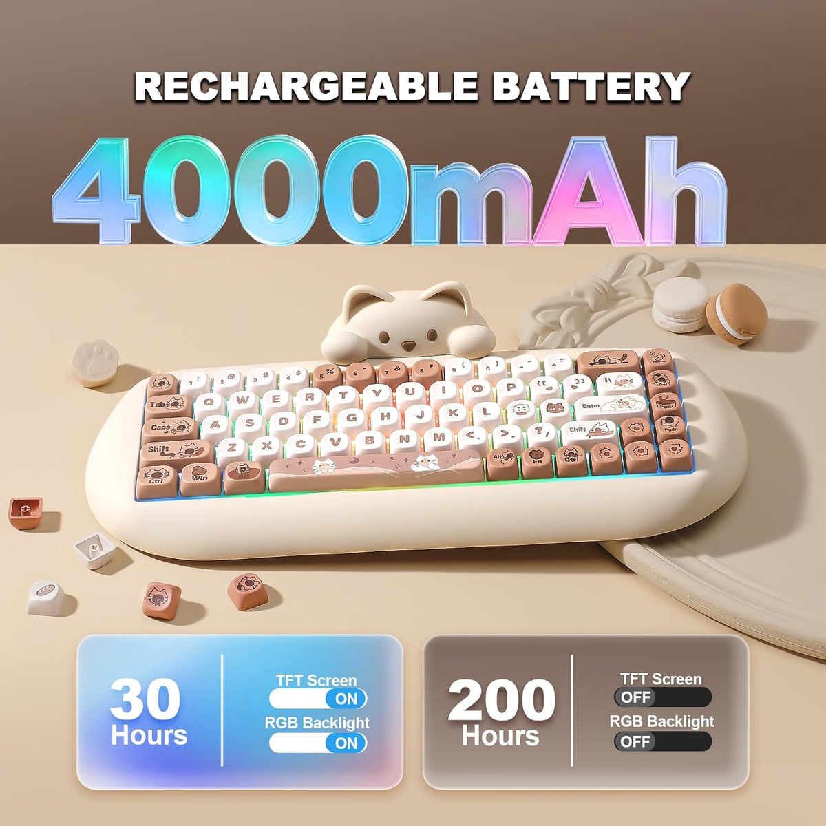 YUNZII Teclado mecánico inalámbrico C68, distribución 65%, intercam...