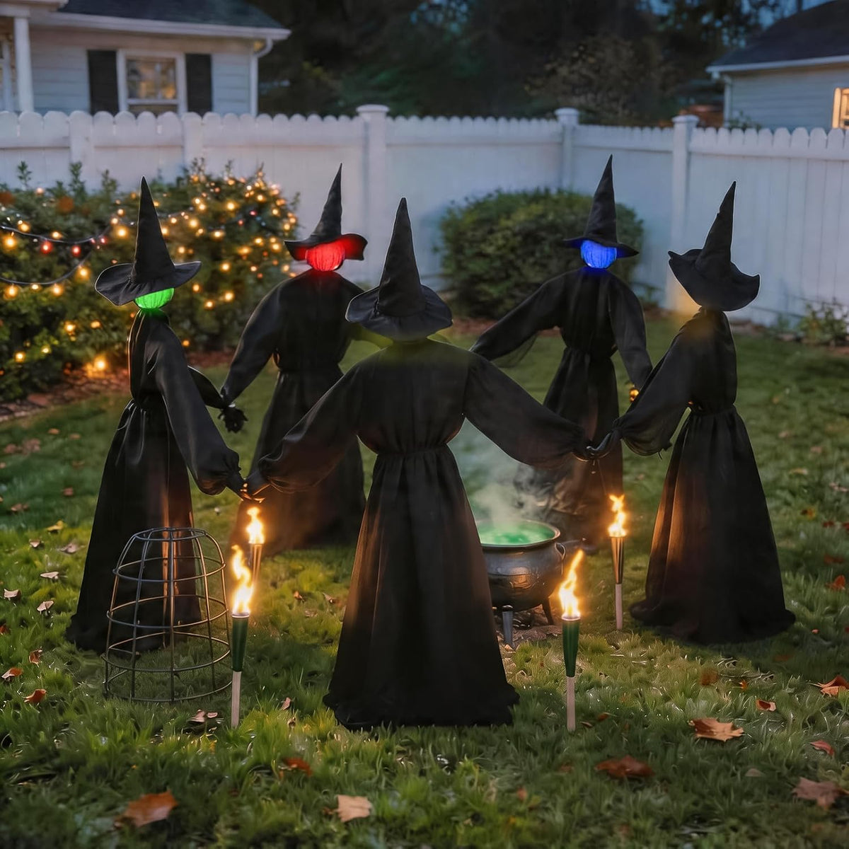Decoraciones de Halloween para exteriores, paquete de 5 brujas de 4...