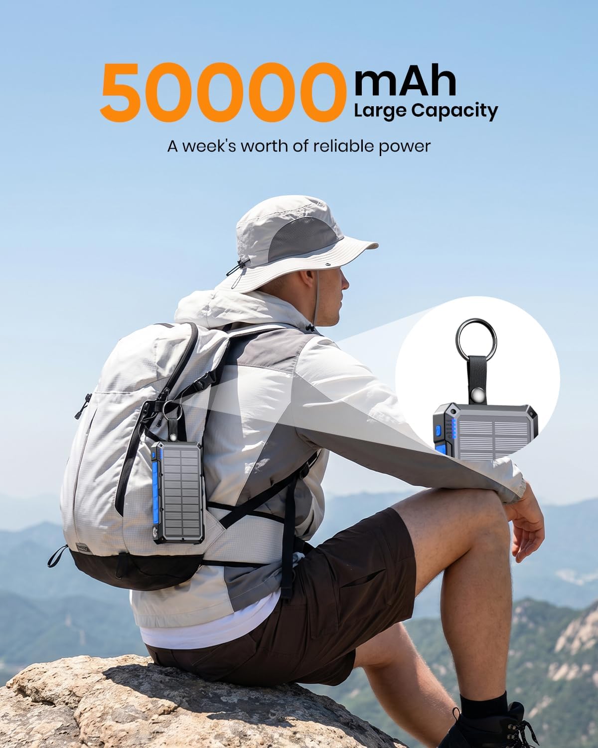 SOARAISE 50000mAh 22.5W Cargador solar Banco de energía solar portá...