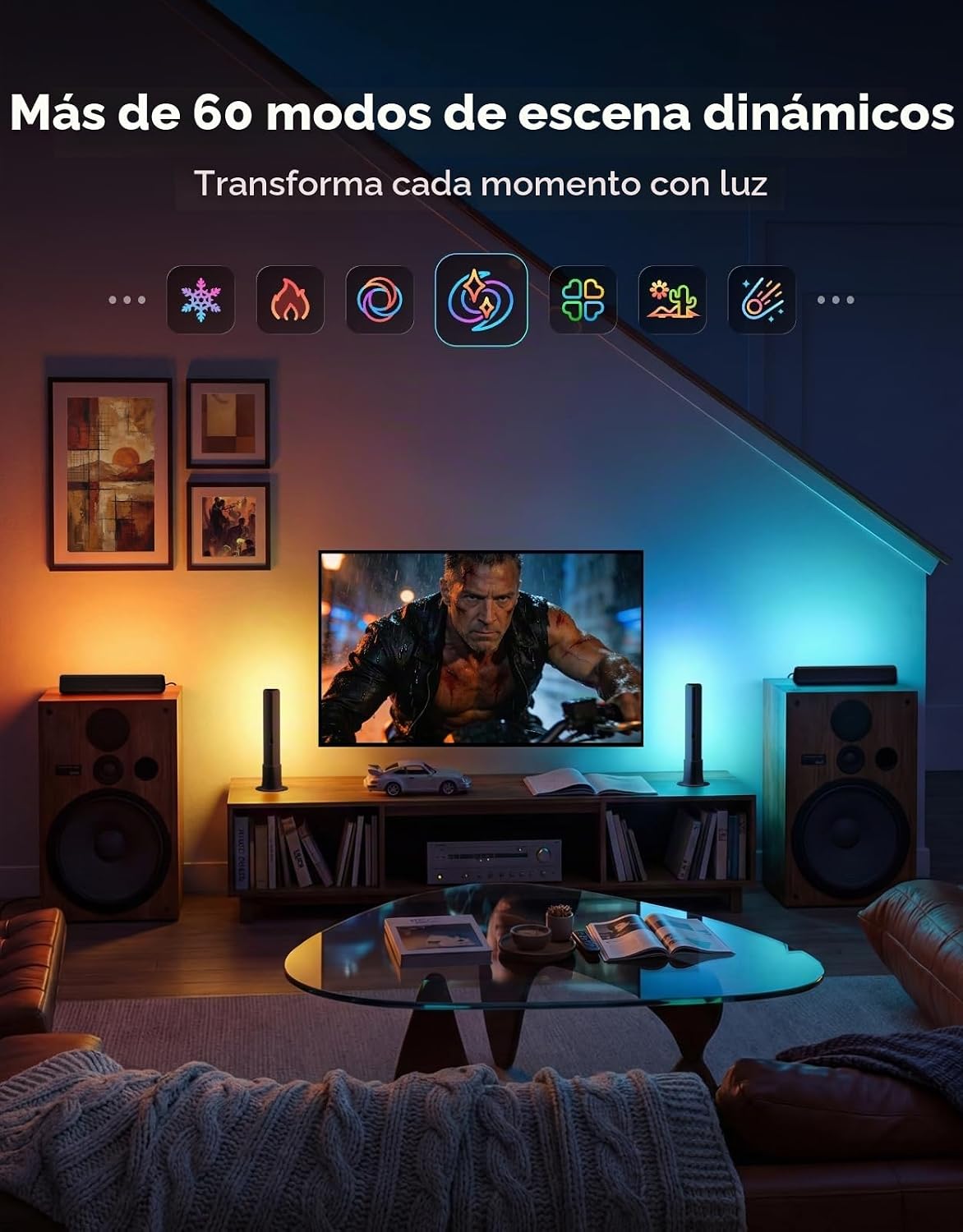 Govee Barra de luz inteligente, luces de TV RGBICWW para sala de es...