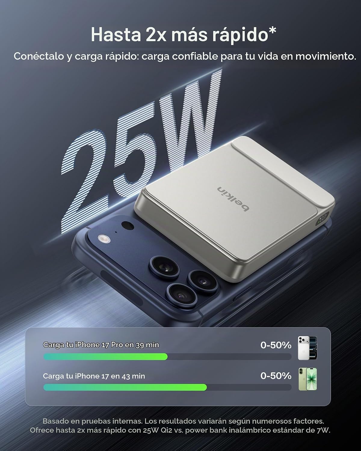 Belkin Cargador portátil, banco de energía magnético delgado de 10,...