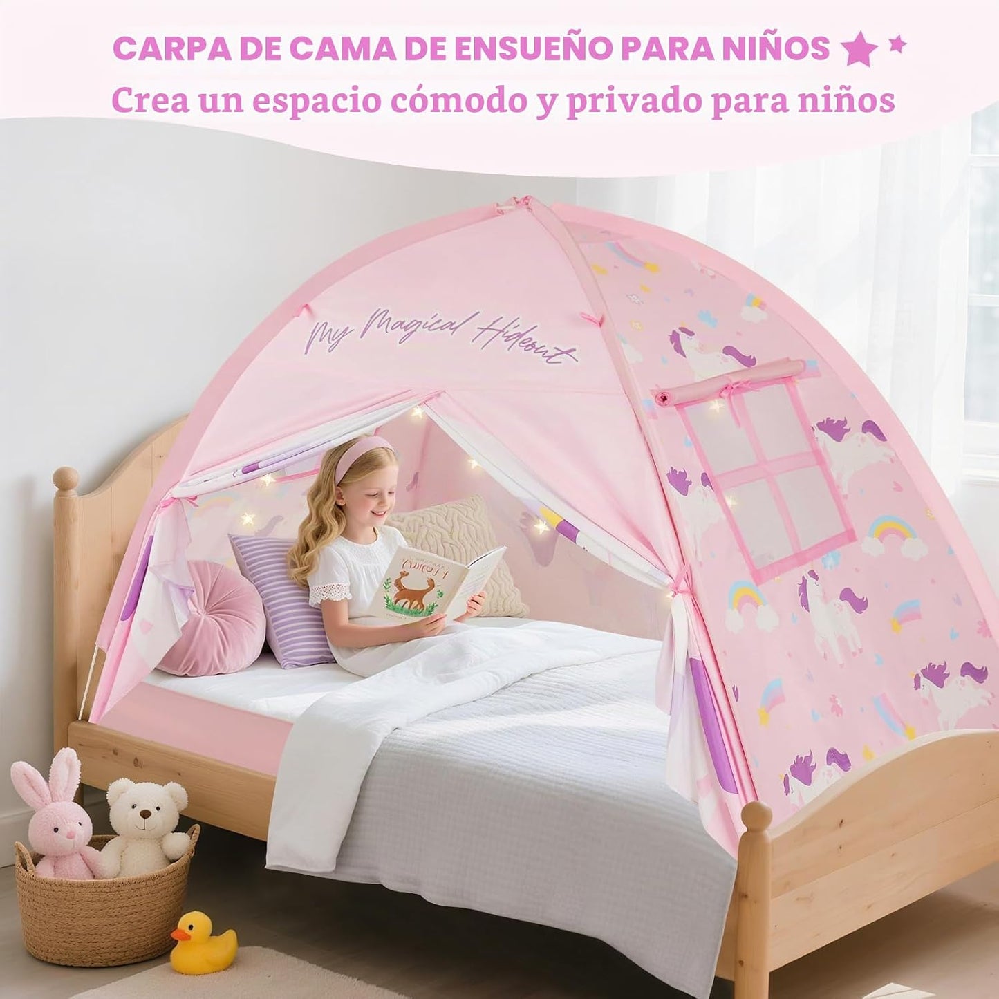 PIIKAGO Tienda de campaña de cama doble para niños, dosel de cama d...