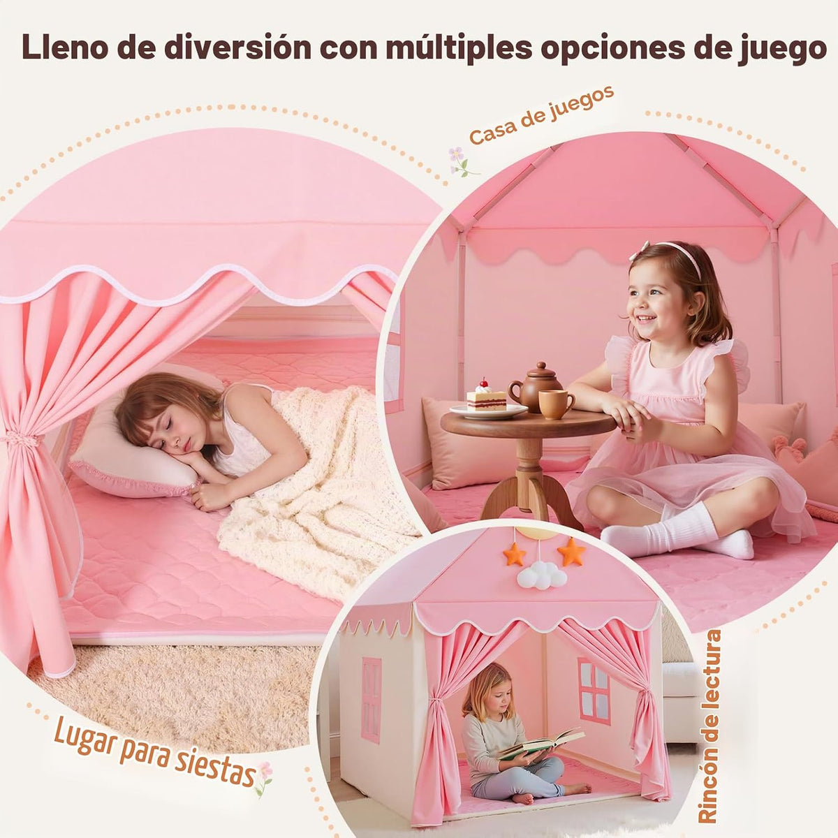 Tienda de campaña para niños y niñas, gran casa de juegos de hadas...