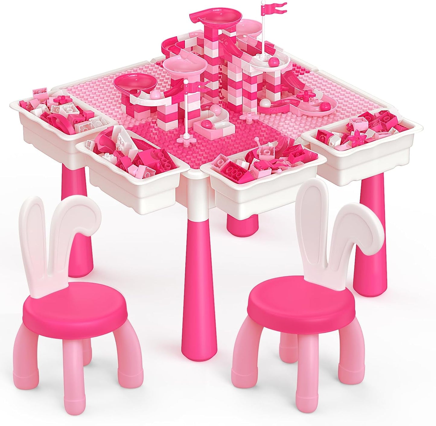 Mesa de actividades 7 en 1 para niños pequeños y 2 sillas, juego de...
