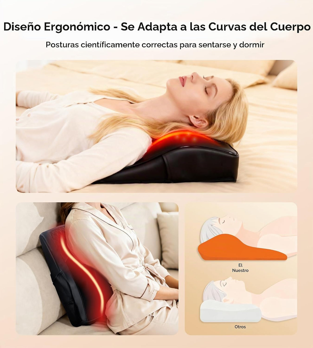 ALLJOY Masajeador térmico de espalda para aliviar el dolor de espal...