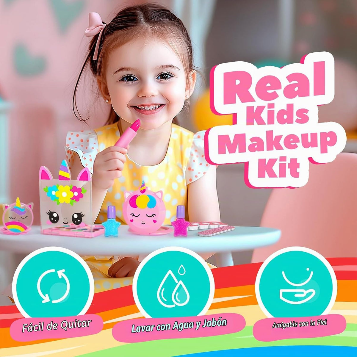 ULOVEME Kit de Maquillaje Real para Niñas Pequeñas - Maquillaje Rea...