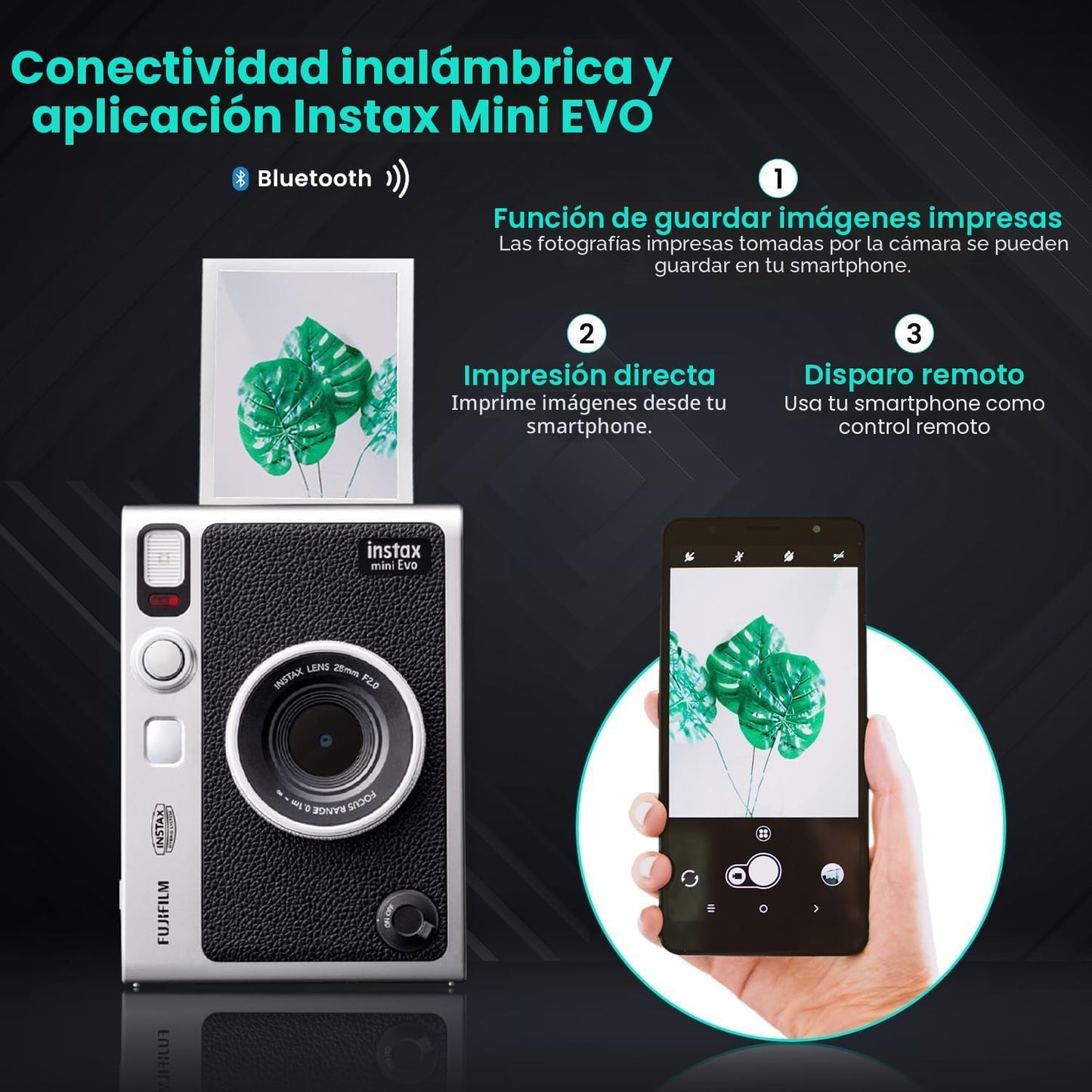 Fujifilm Paquete de cámara híbrida Instant Mini EVO con 20 hojas de...