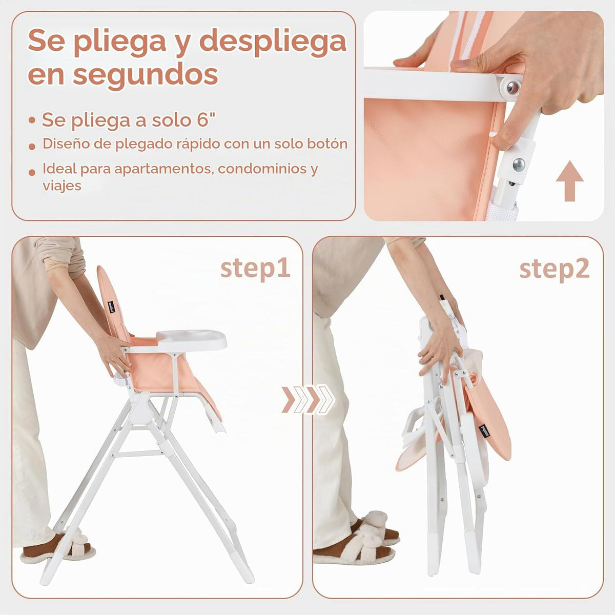 INFANS Silla alta para bebé, silla alta portátil plegable rápida pa...
