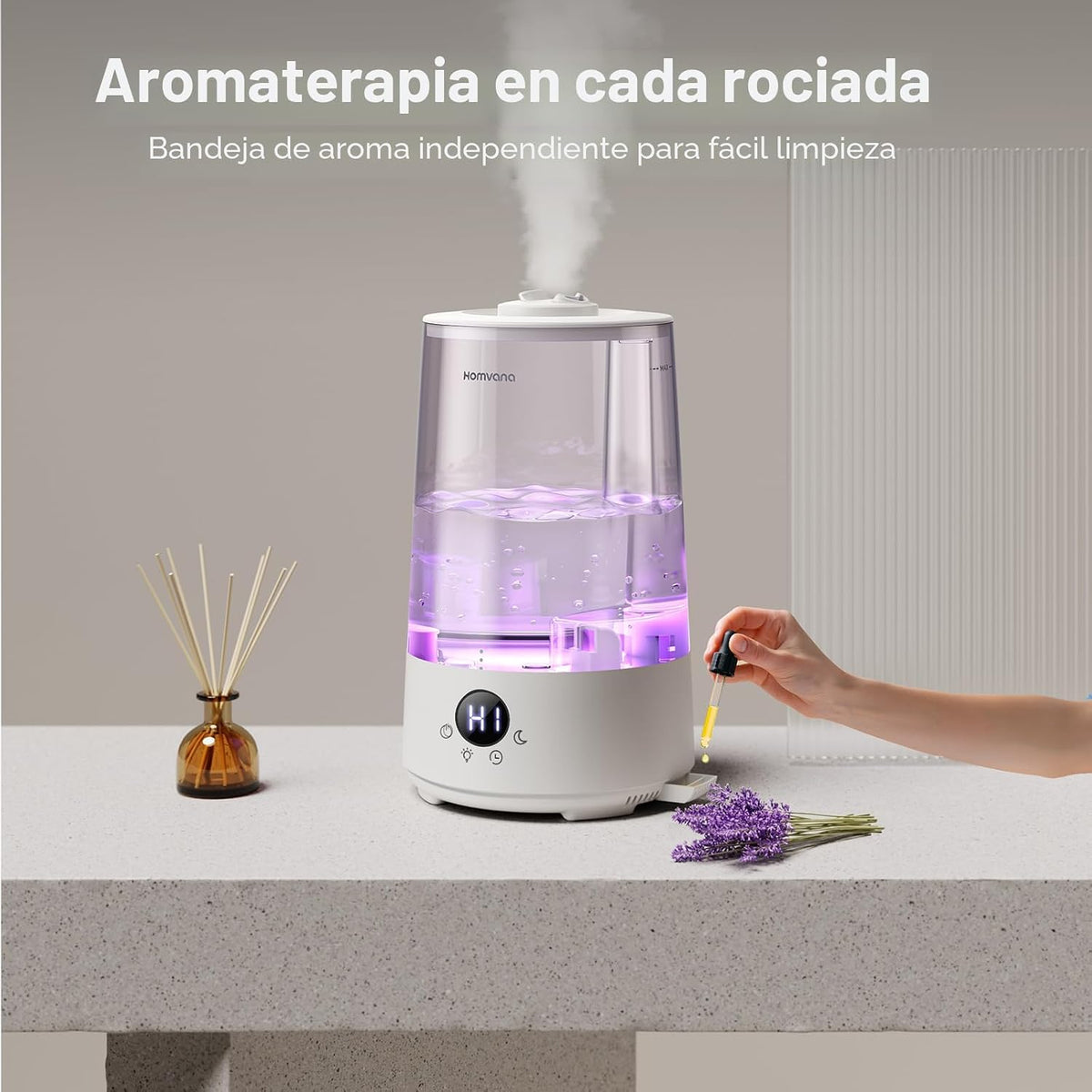 Homvana Humidificadores para dormitorio y hogar, 3.6 L de llenado s...
