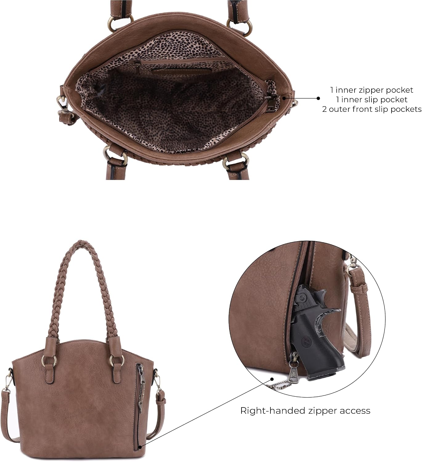 JESSIE &amp; JAMES Bella - Bolsas de mano ocultas para mujer con ce...