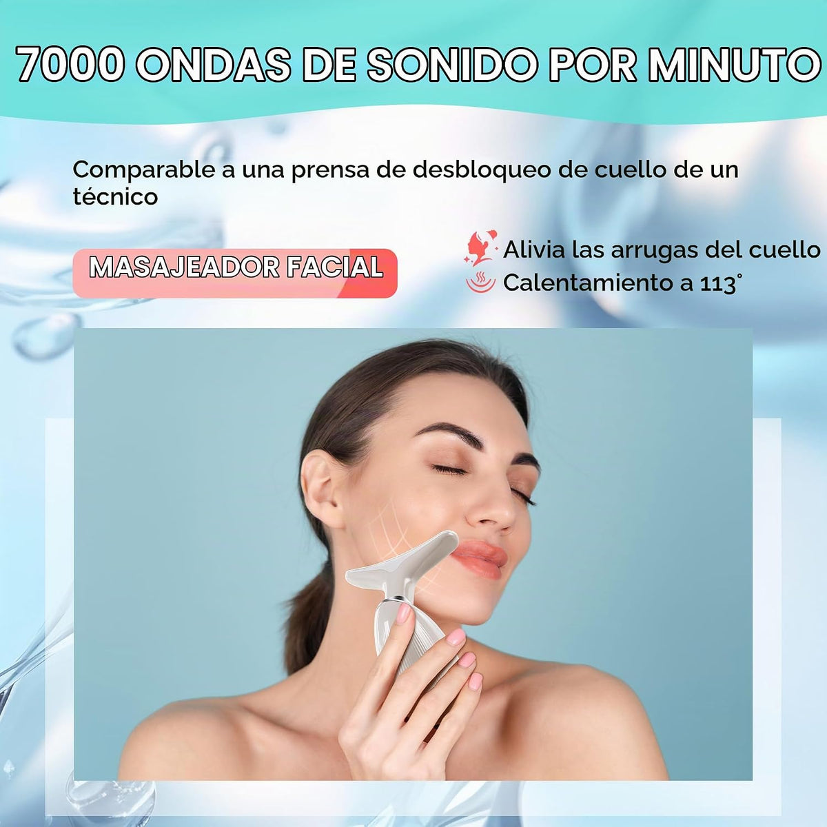 Masajeador facial con luz roja-terapia para cara y cuello, varita d...