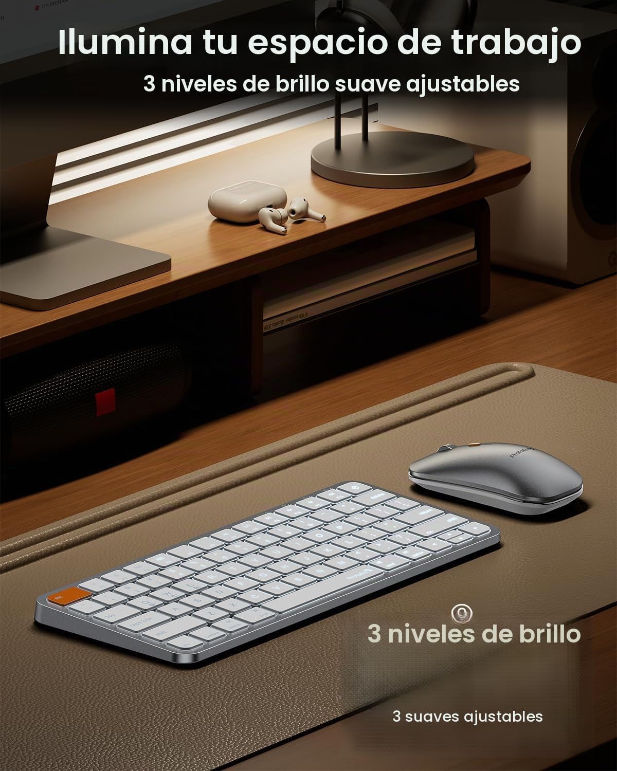 ProtoArc Teclado retroiluminado compacto Bluetooth y ratón para Mac...