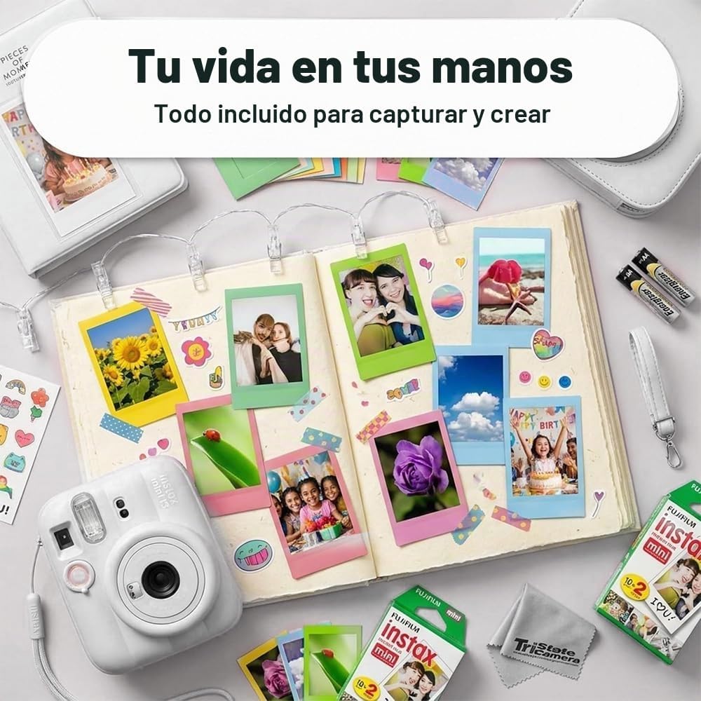 Cámara instantánea Fujifilm Instax Mini 13 blanca con juego de pelí...