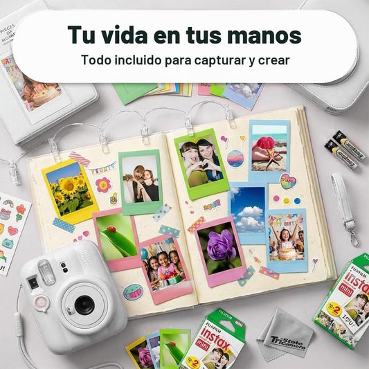 Cámara instantánea Fujifilm Instax Mini 13 blanca con juego de pelí...