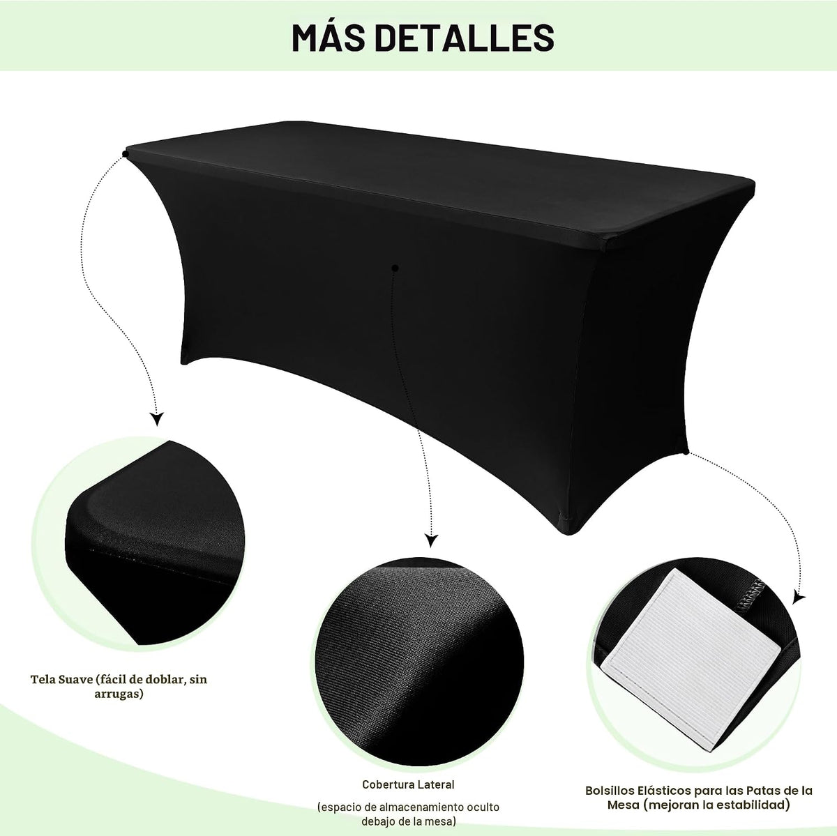 Obstal Paquete de 6 Fundas de Mesa Elásticas de Spandex para Mesas...