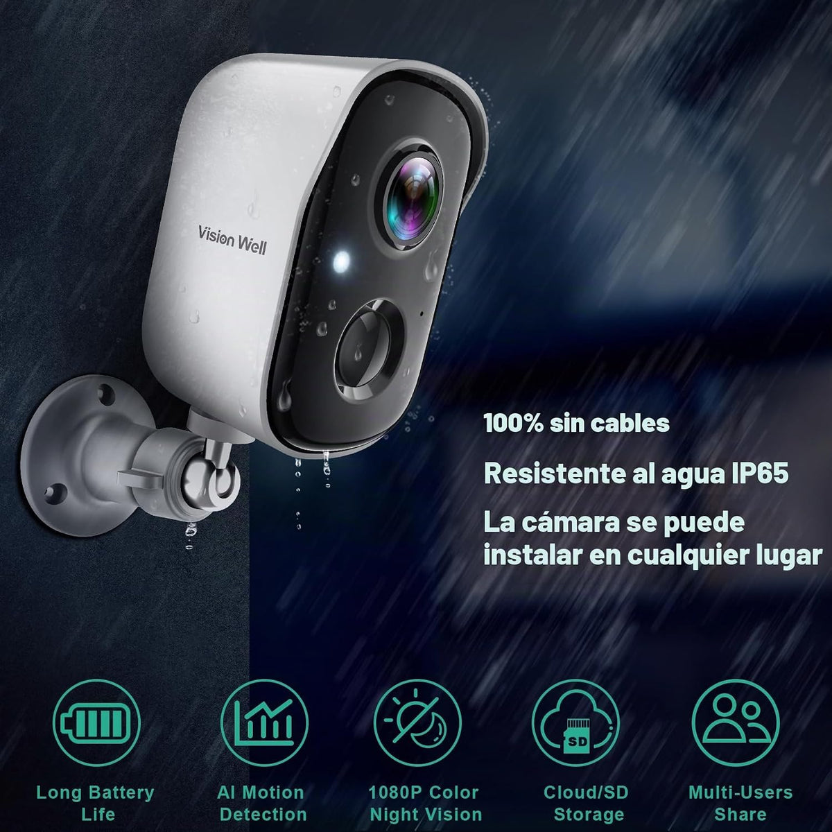 Cámaras de seguridad inalámbricas para exteriores, cámaras interior...