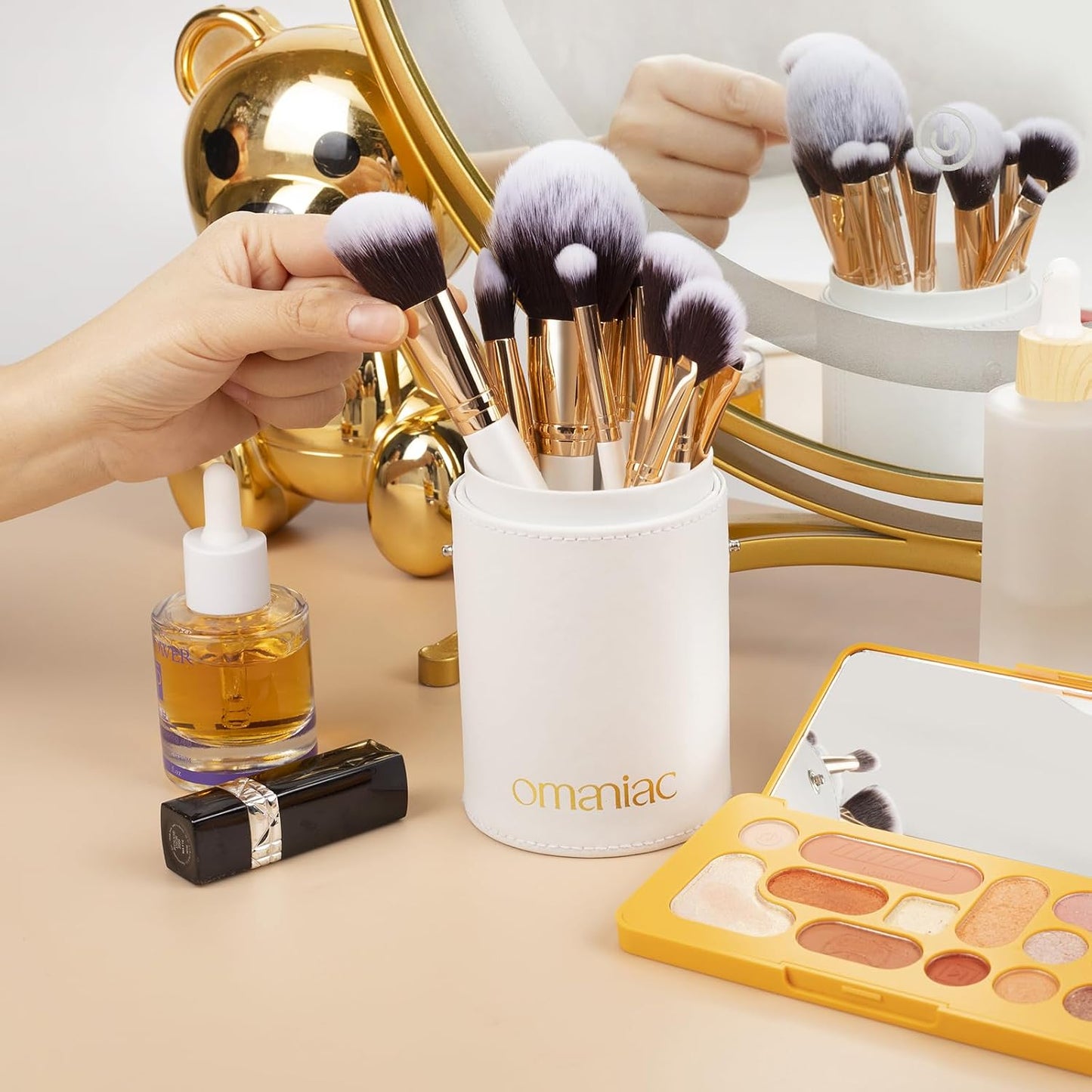 OMANIAC Juego de brochas de maquillaje profesional, 12 brochas de m...