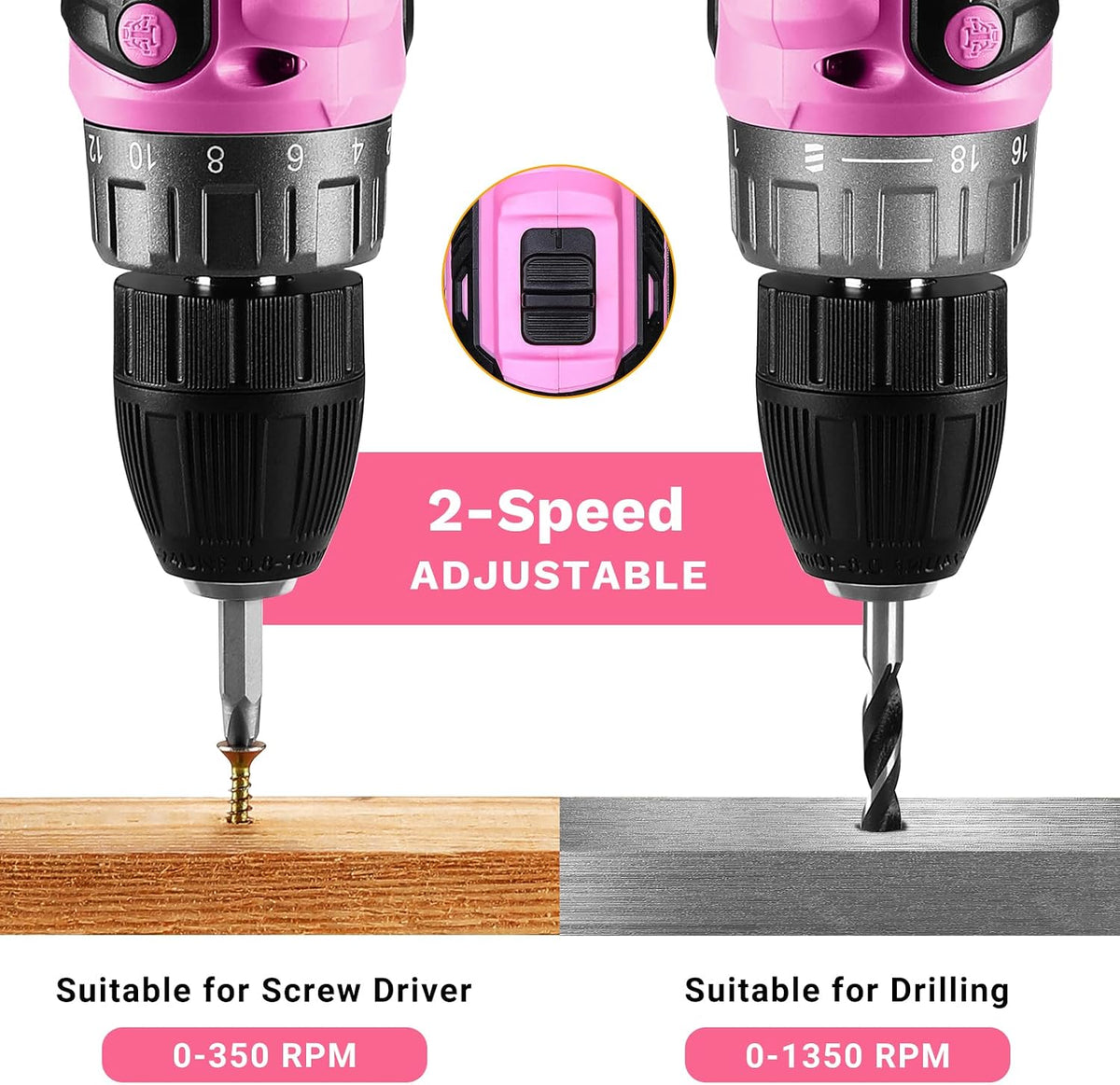 Deko Pro - Juego de taladro inalámbrico 20 V MAX con batería de lit...