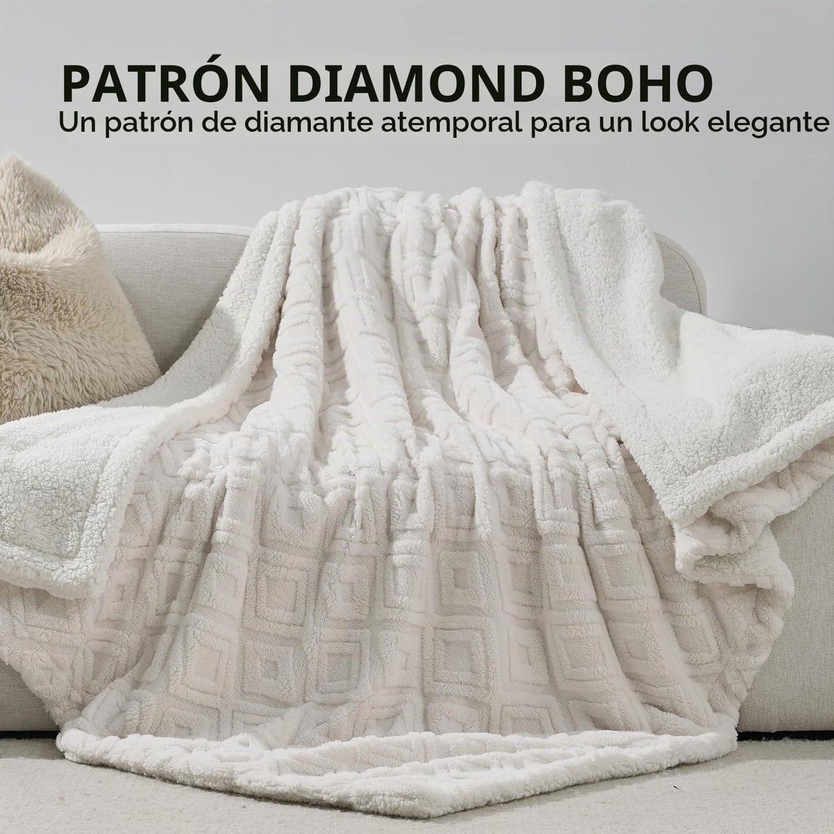 EverGrace Manta reversible de sherpa jacquard, 50 x 60 pulgadas, co...