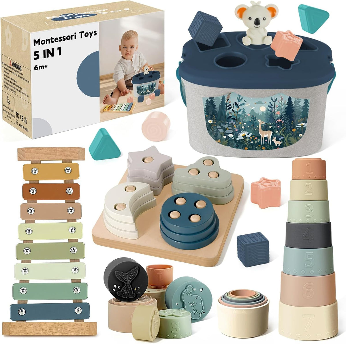 Juguetes Montessori para niños de 6 meses en adelante, juguetes par...