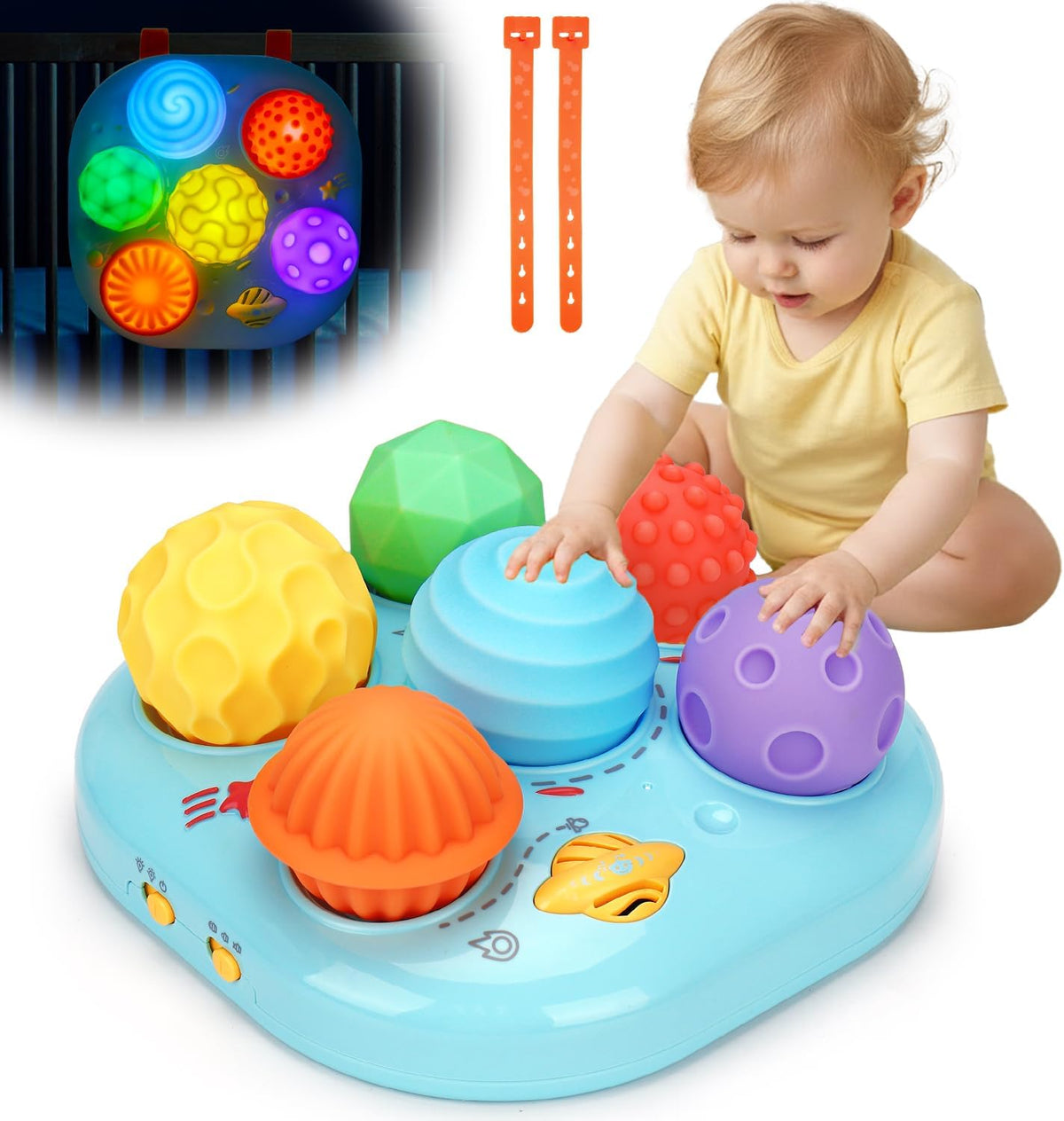Tsomtto Pelotas sensoriales para bebés de 6 a 12 meses iluminan el...