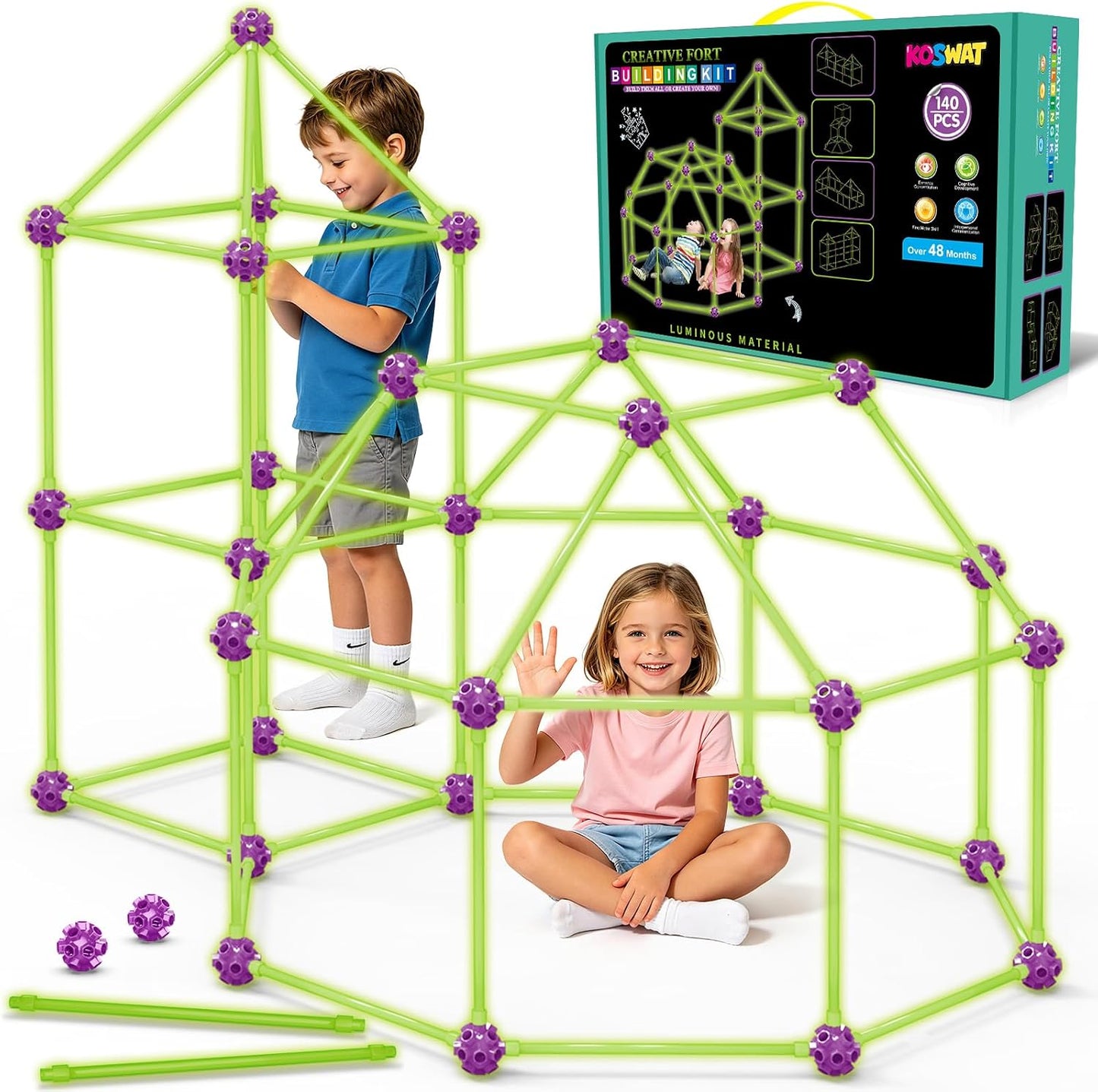 KOSWAT Kit de construcción de fortaleza que brilla en la oscuridad...