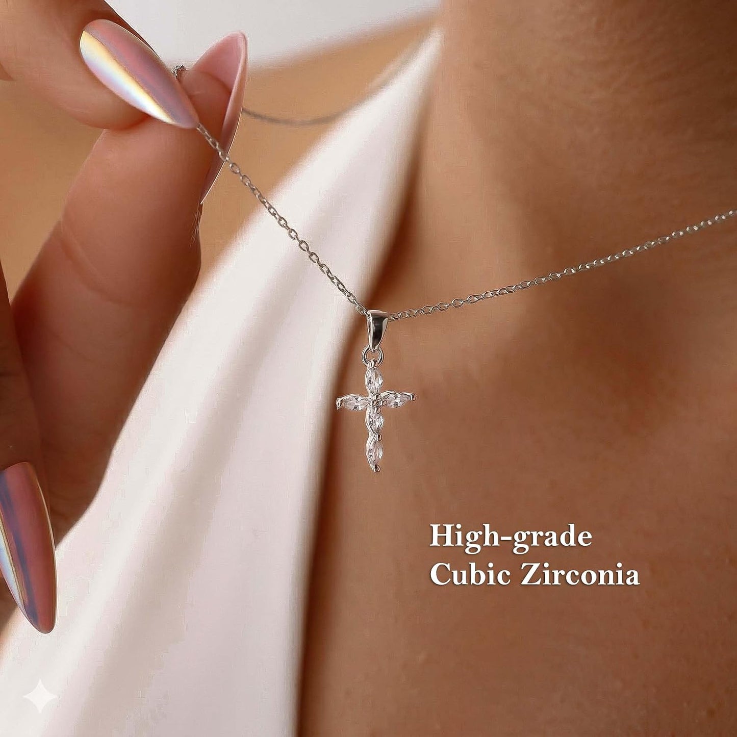 KISSCLOUD - Collar con dije de cruz para mujer, delicado, chapado e...