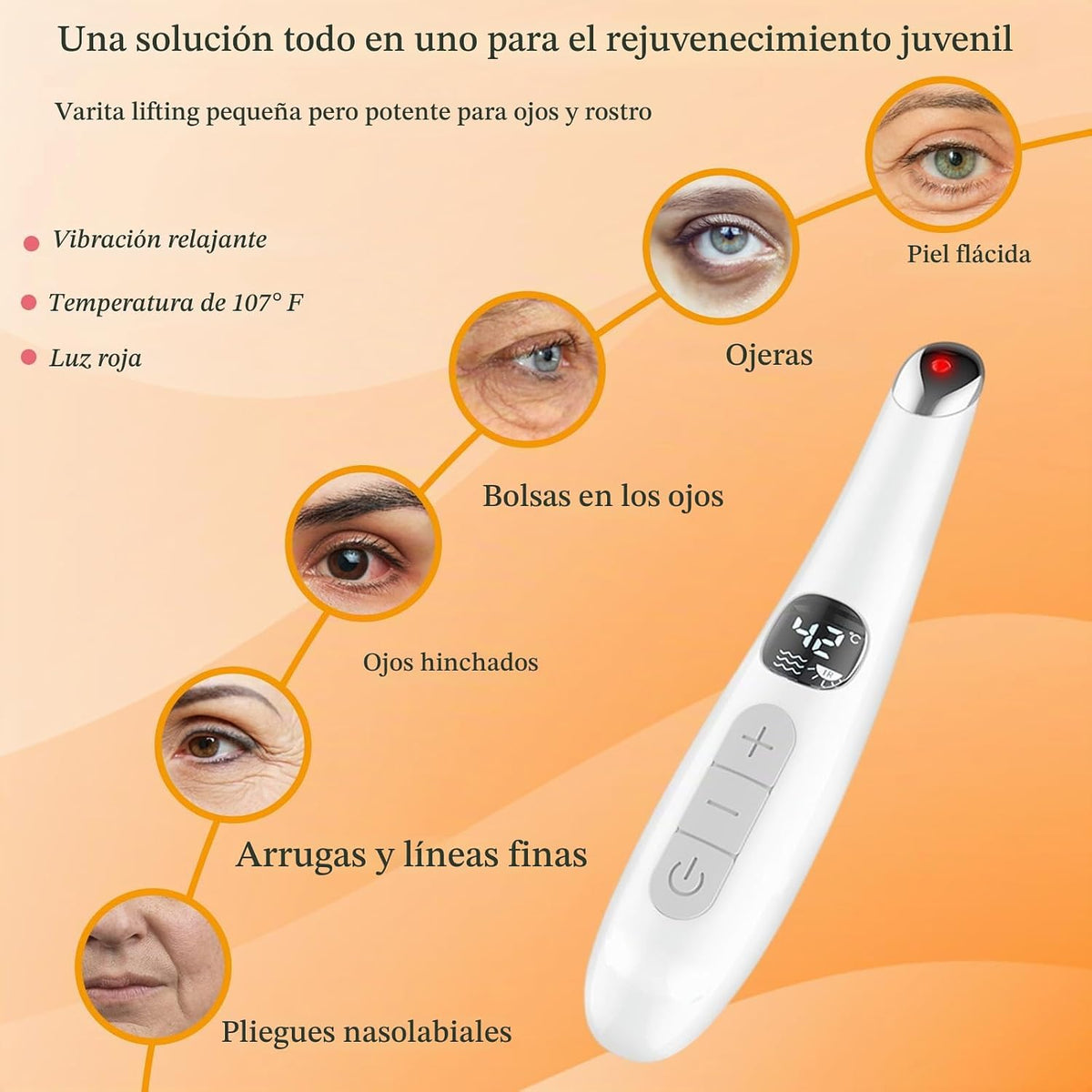 Vowleike - Varita térmica para ojos, color blanco puro | 3 en 1, te...