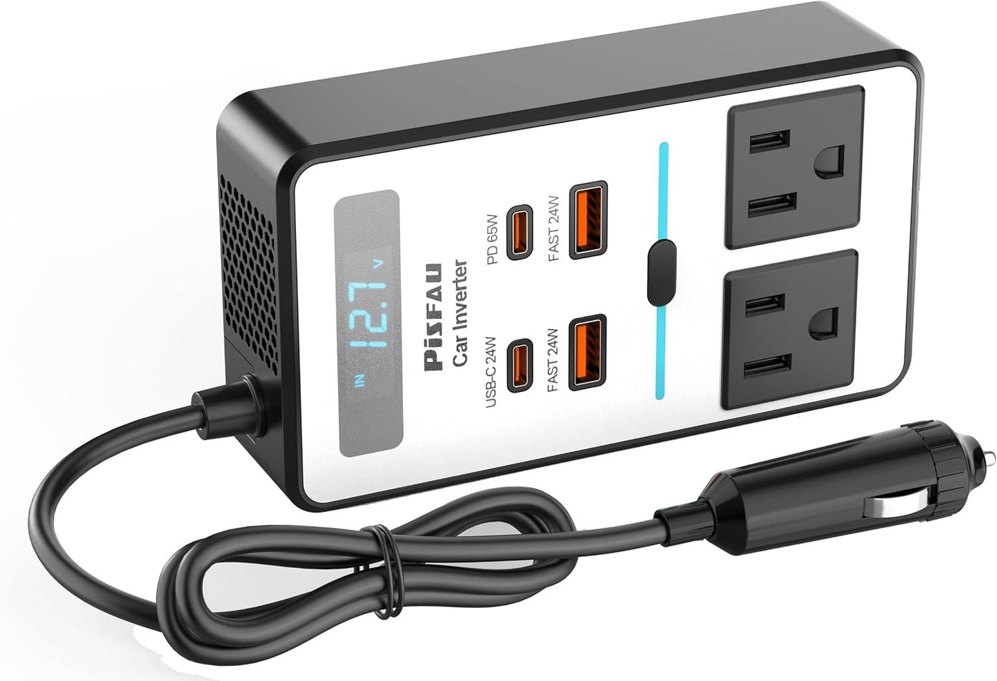 200W Inversor de corriente para automóvil DC 12V a 110V AC, adaptad...