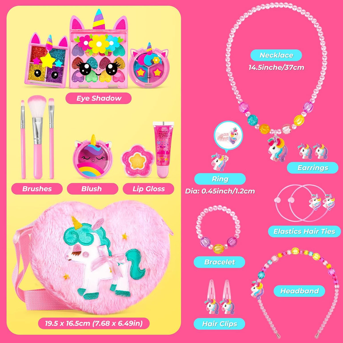 ULOVEME Umicorn - Kit de maquillaje real para niñas pequeñas, jugue...