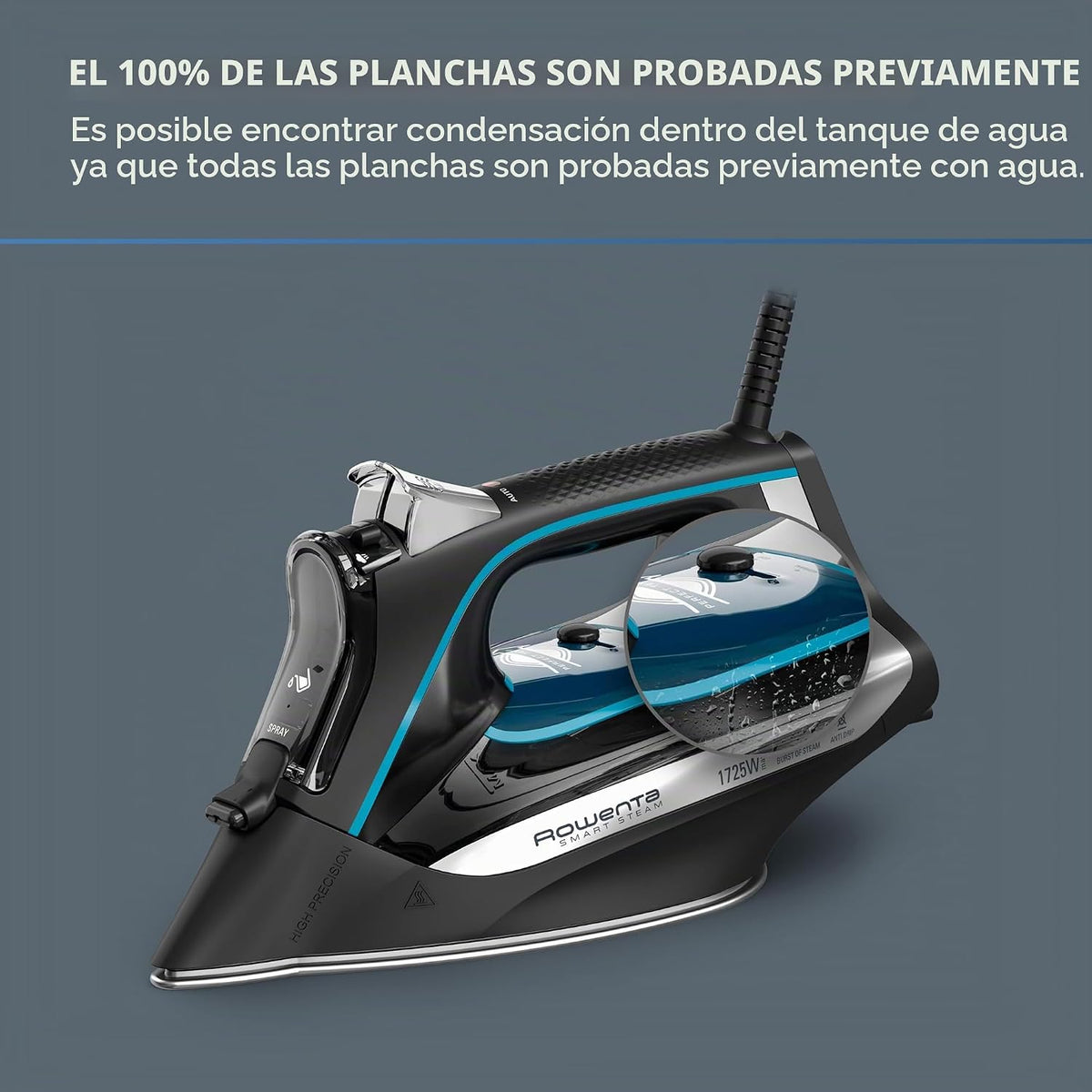 Rowenta, Plancha de vapor de acero inoxidable Smart Temp para ropa,...