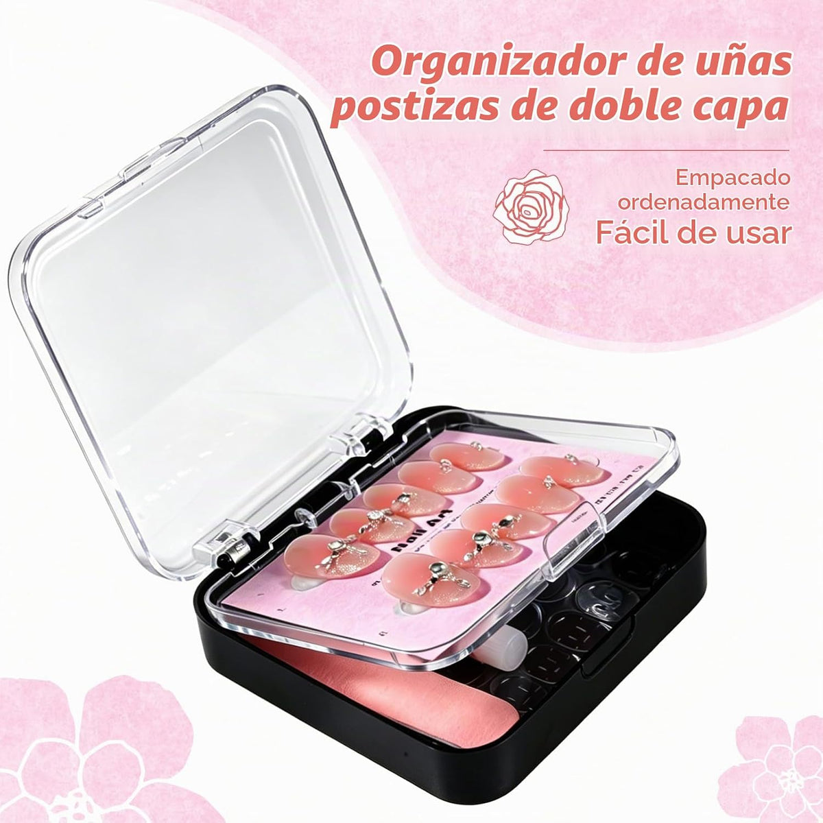 Juego de caja de embalaje de uñas a presión de 6 piezas (negro, 6 p...