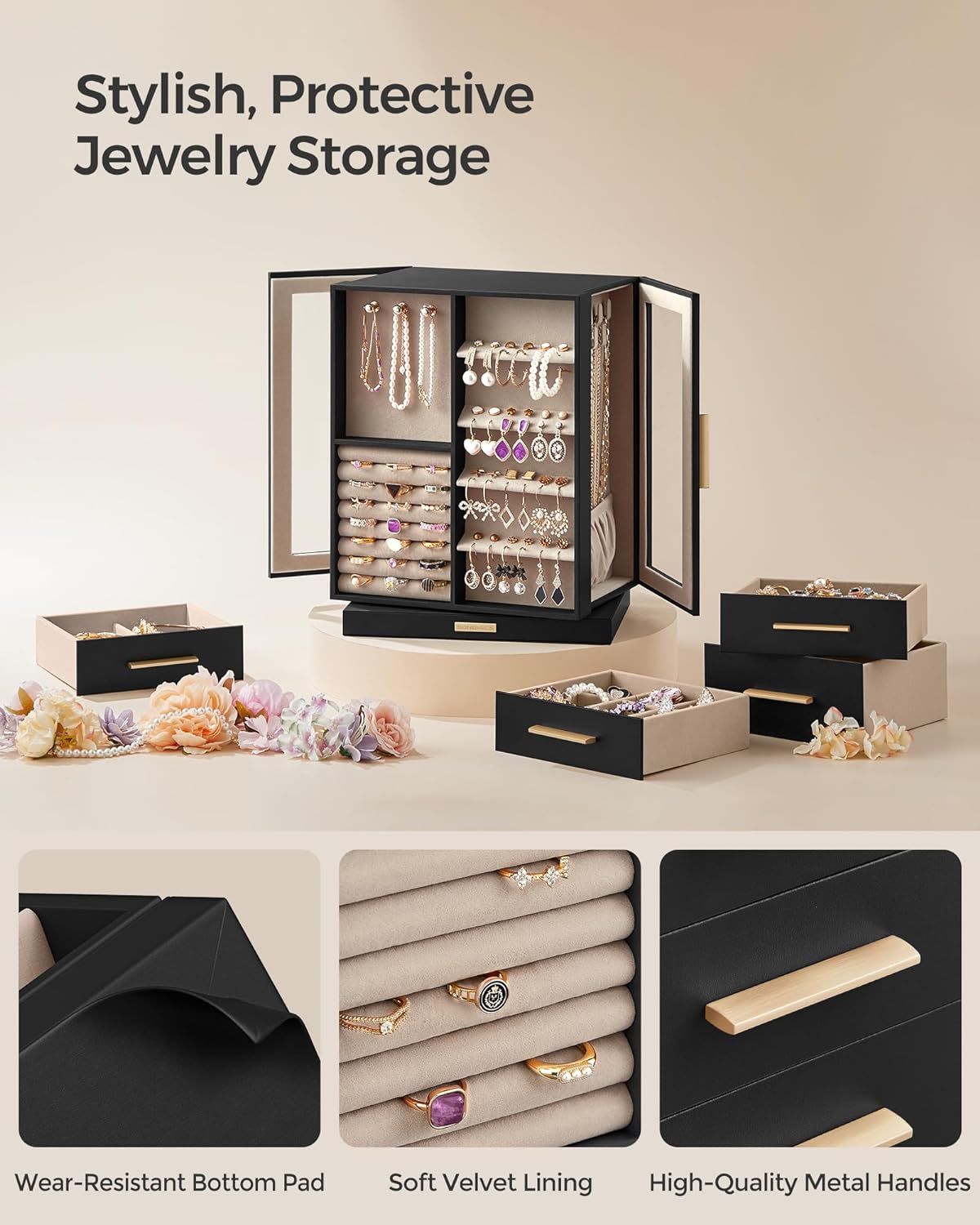 SONGMICS GISELLA Collection UJBC170B01 - Organizador de joyero gira...