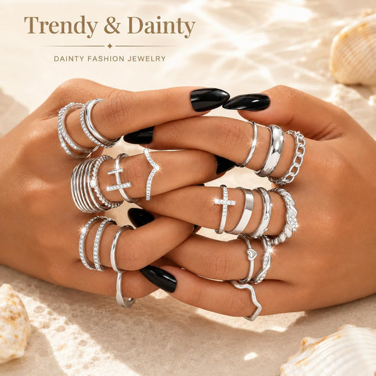 KISS WIFE Anillos apilables de oro para mujer, delicado juego de an...
