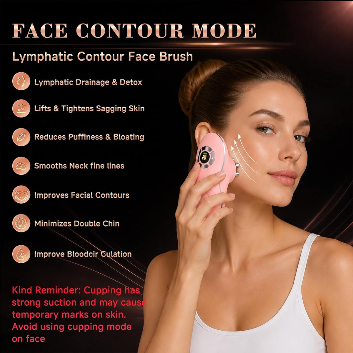Cepillo linfático eléctrico para contorno facial para mandíbula y c...
