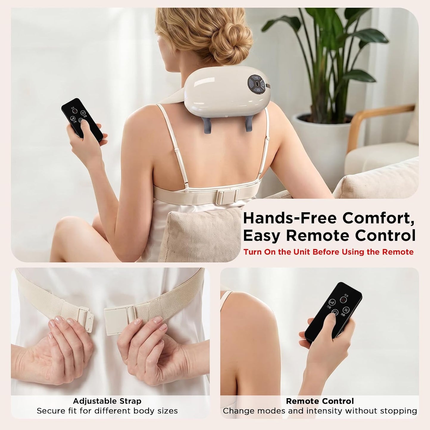 Omnaqiky Masajeador de cuello Shiatsu inalámbrico con correas de ca...