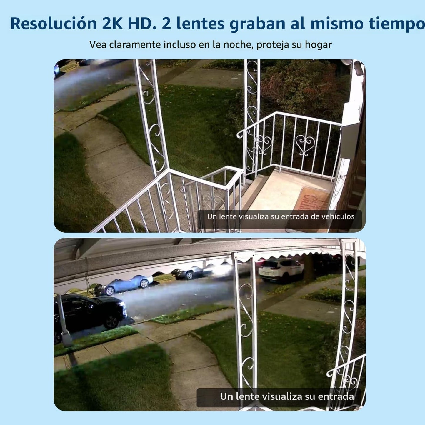LETSCEE Cámara de seguridad WiFi de doble lente para exteriores, PT...