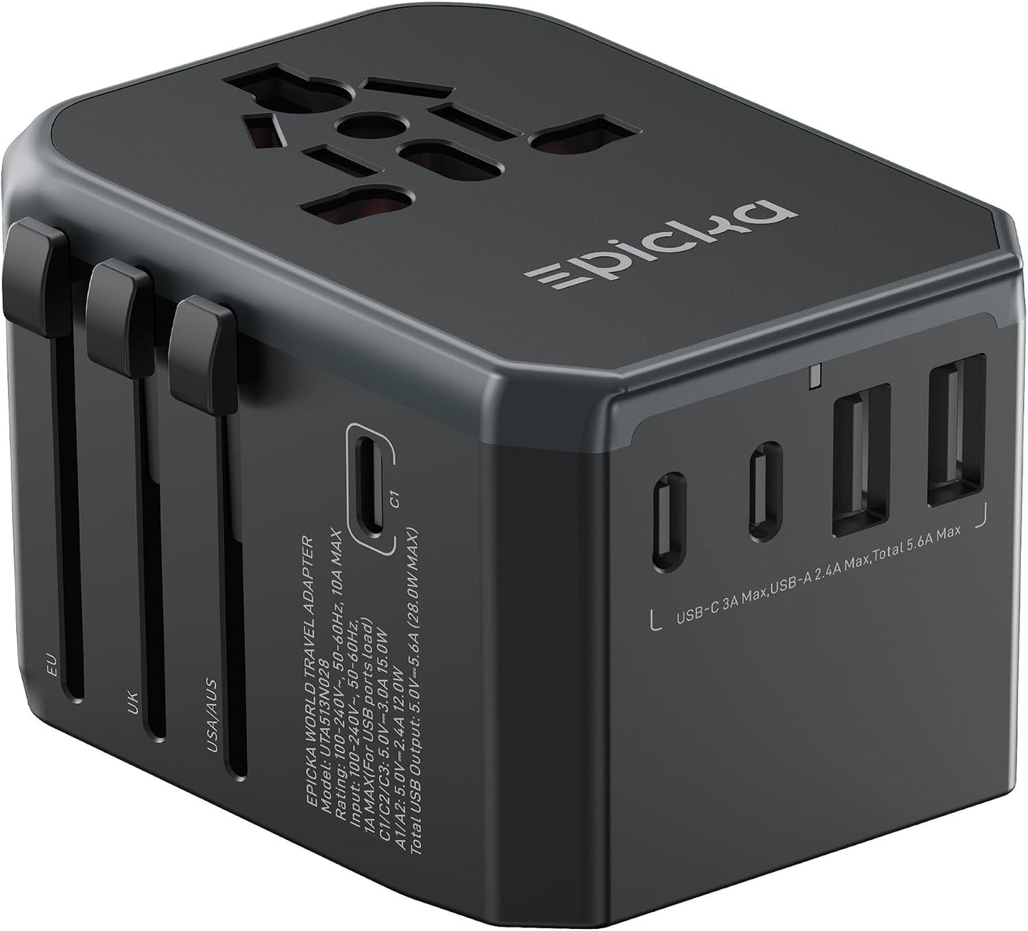 EPICKA Adaptador de viaje universal, adaptador de enchufe de viaje...