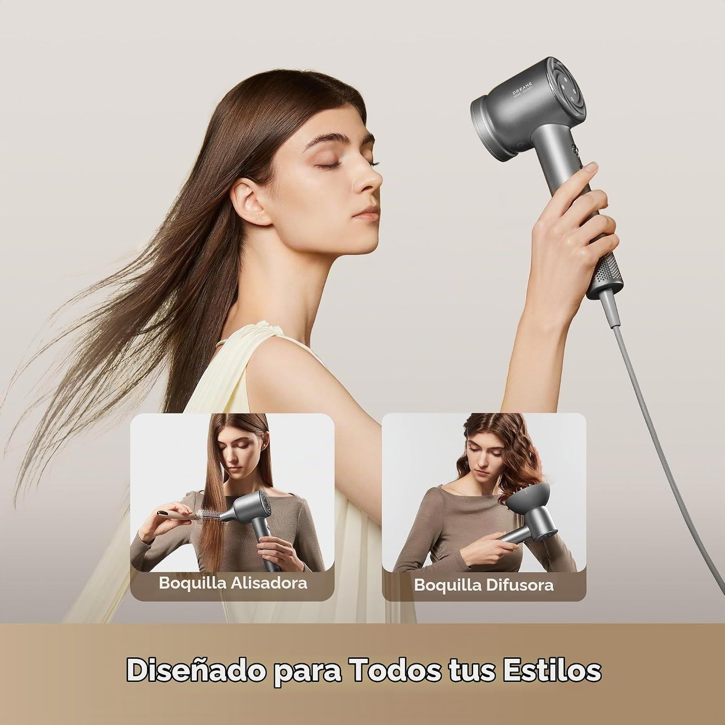 Dreame Glory Mix Secador de pelo de alta velocidad, doble voltaje,...
