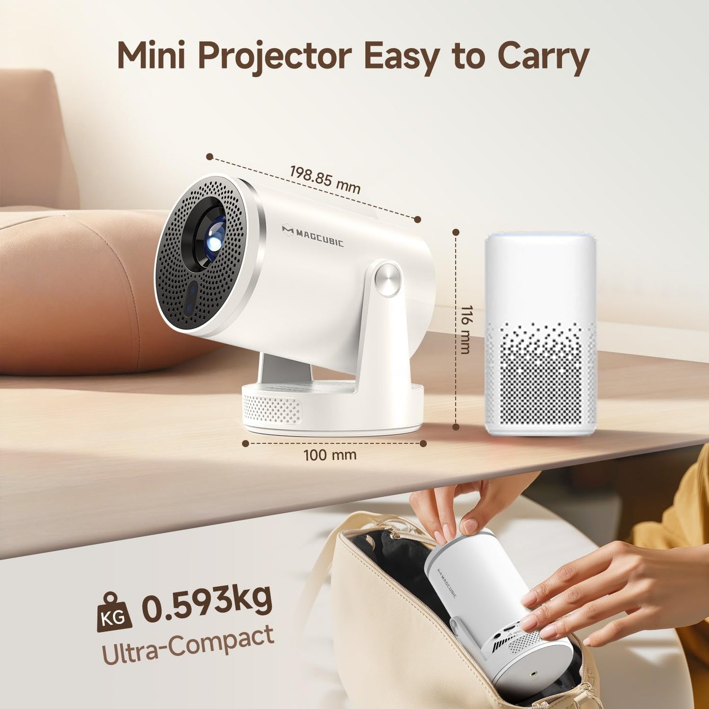Mini proyector con Wifi 6 y Bluetooth 5.4, proyector portátil intel...