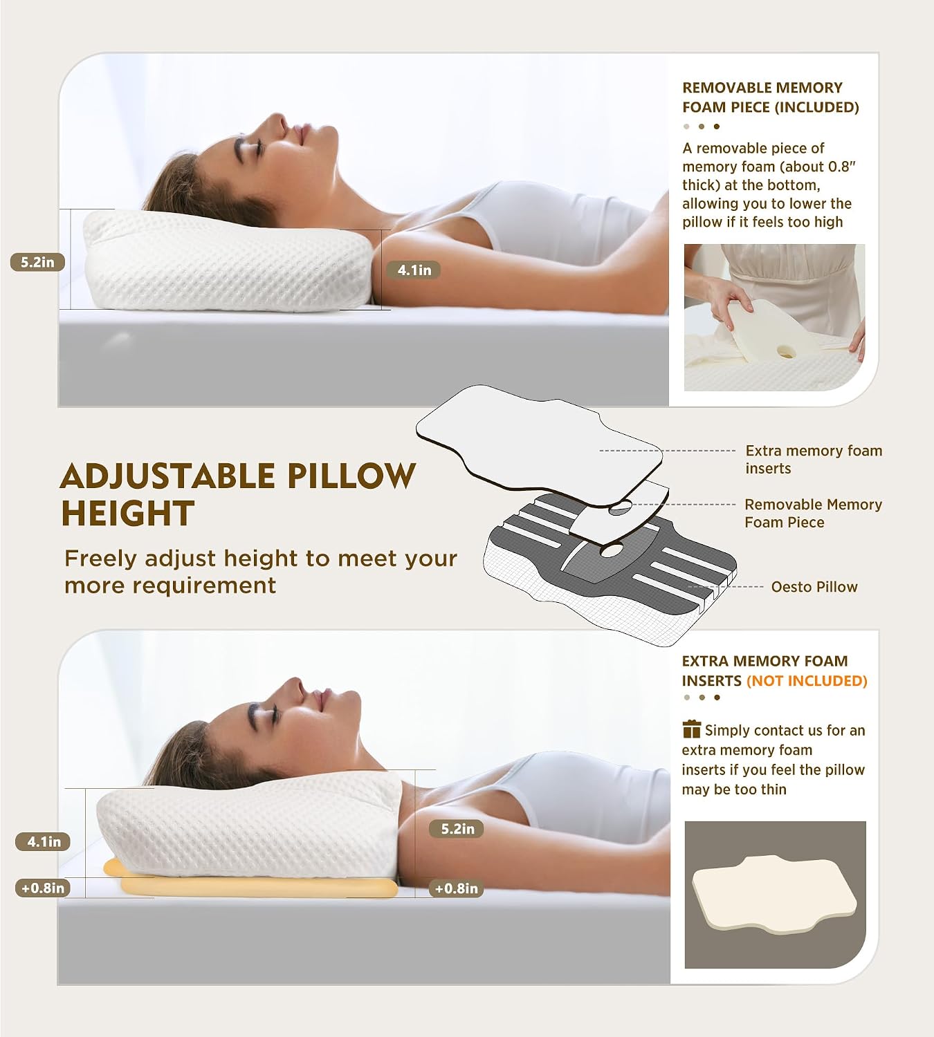 Osteo Almohada cervical para aliviar el dolor de cuello, diseño hue...
