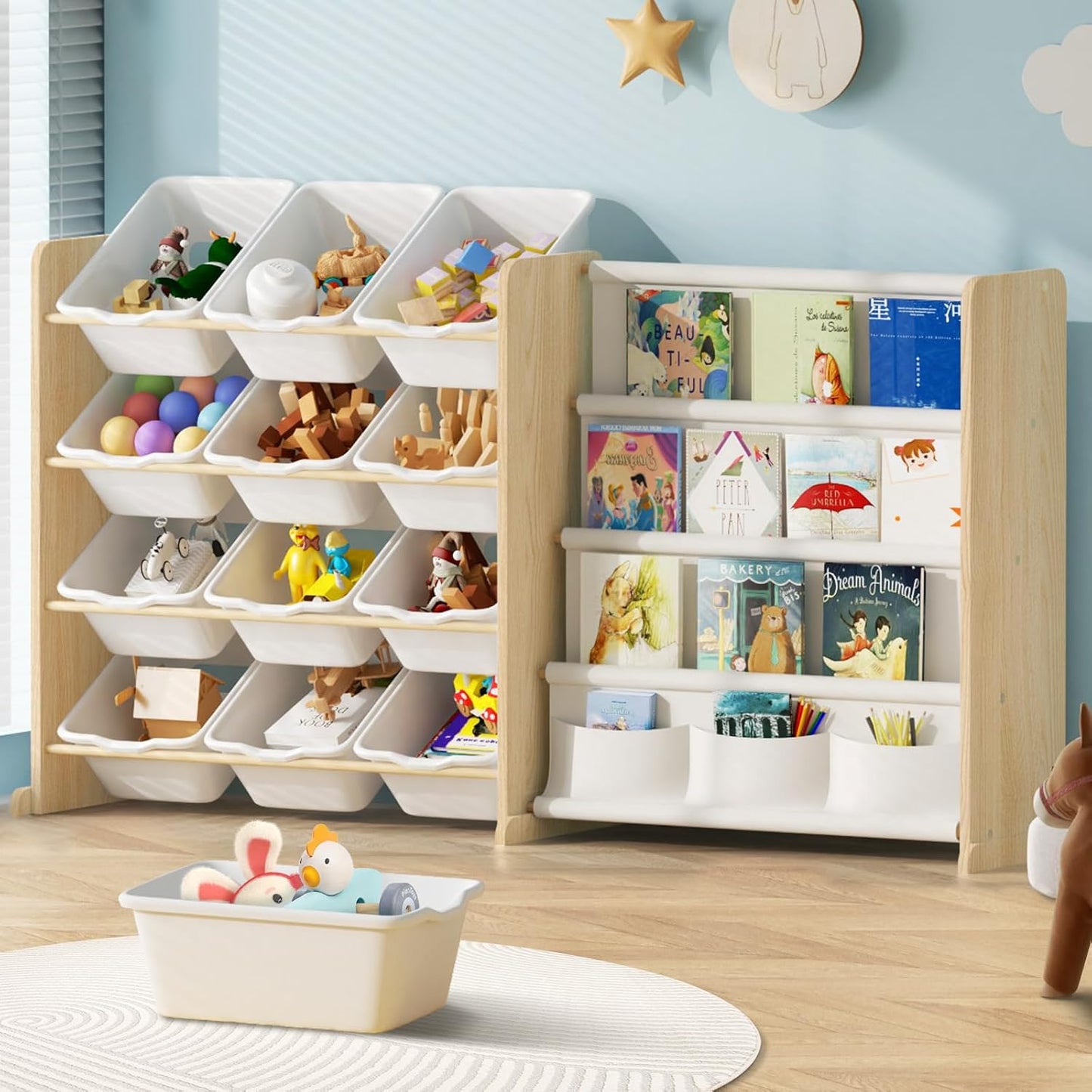 EXPERLAM Organizador de almacenamiento de juguetes para niños, orga...